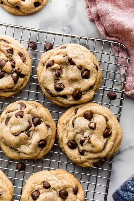Freshly baked chocolate chip cookies